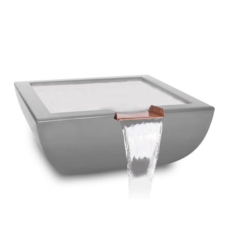 The Outdoor Plus 36 Square Avalon Water Bowl - GFRC Concrete - Natural Gray - OPT-AVLWO36-NGY